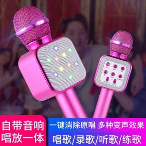 手机无线蓝牙麦克风 儿童K歌音响话筒一体USB电容麦克风