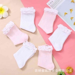 Women's medium tube lace sports versatile cotton socks