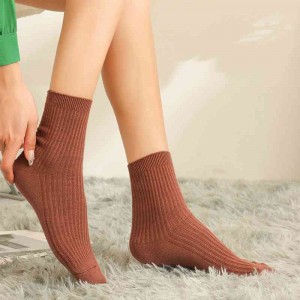 女秋冬季双针纯棉中筒袜