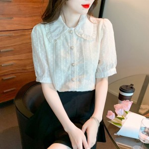 衬衫女   雪纺衫    蕾丝衫 夏季女装 短袖 上衣