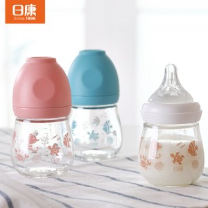 A glass bottle for a newborn baby