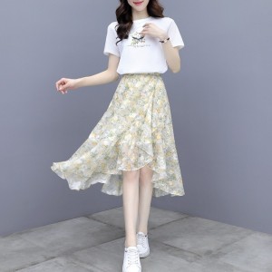 女装  中长款长裙   碎花裙子  雪纺连衣裙