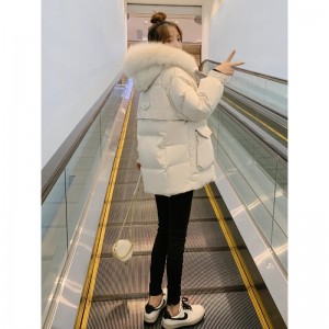 패딩 솜옷 여자 쇼트 화이트 오리털 두께 보온 외투 