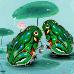 玩具铁皮青蛙上弦跳跳蛙   发条玩具