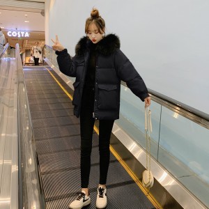 패딩 솜옷 여자 쇼트 화이트 오리털 두께 보온 외투 