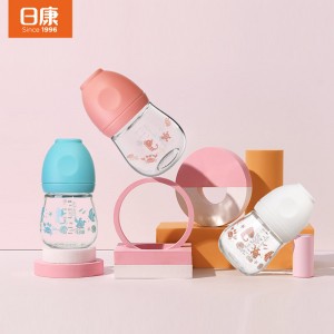 A glass bottle for a newborn baby