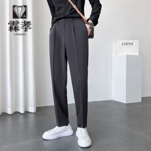 直筒宽松男士西装裤子