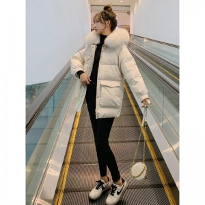 패딩 솜옷 여자 쇼트 화이트 오리털 두께 보온 외투 