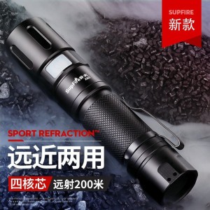 强光手电筒 变焦远射USB充电式 家用便携户外骑行灯应急灯