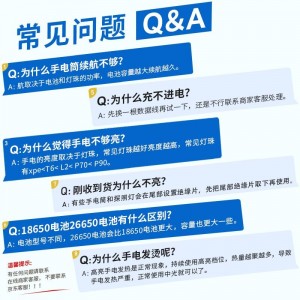 强光手电筒 变焦远射USB充电式 家用便携 户外骑行应急灯
