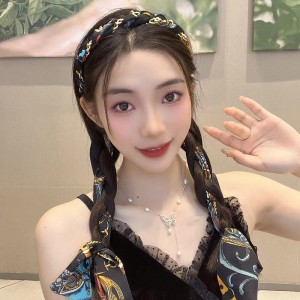 复古宫廷风发箍飘带链条头箍气质丝巾发带绑发一体编发头饰女夏季