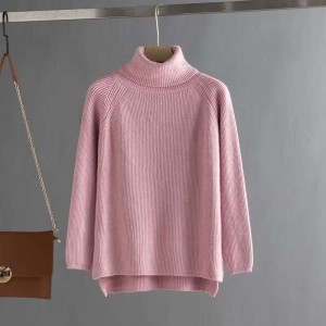 헐렁헐렁 앞뒤 짧은 뒤 긴 나른한 커버 밑창 털실 목폴라 두꺼운 스웨터녀 