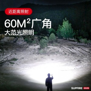 强光手电筒 变焦远射USB充电式 家用便携 户外骑行应急灯