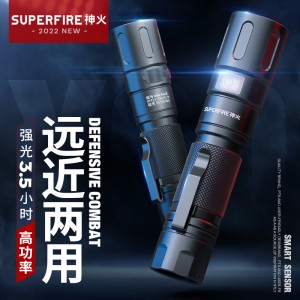 强光手电筒 变焦远射USB充电式 家用便携户外骑行灯应急灯