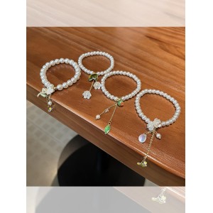 Pearl Bracelet Hairband Headband Female Summer Temperament ins Leather Band Super Fairy Leather Cover