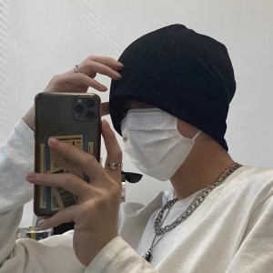 堆堆帽子男冬冷帽女包头巾男潮套头帽ins韩版百搭针织帽薄款发带睡帽月子帽 加绒灰