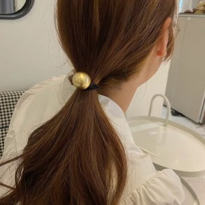 金属拉丝圆球 发饰发绳女 简约百搭扎辫绑发皮套