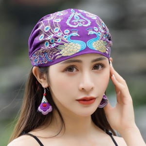 新款民族风复古刺绣花帽 包头帽 棉麻薄款百搭旅游帽