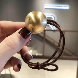 金属拉丝圆球 发饰发绳女 简约百搭扎辫绑发皮套