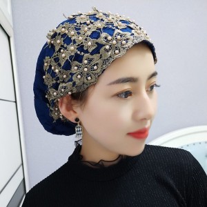 女包头帽回族帽子头巾帽子夏季薄款纱巾盖头时尚包头帽 藏青