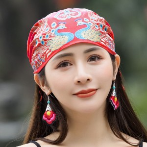 新款民族风复古刺绣花帽 包头帽 棉麻薄款百搭旅游帽
