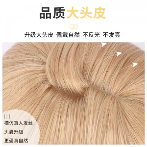 中分假发女亚麻金色卷发 欧美大波浪造型全头套