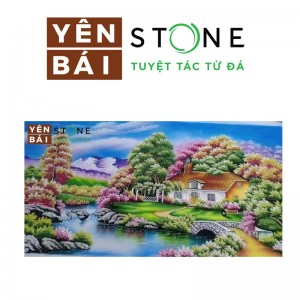 越南白石画 办公装饰石画 茶室壁画