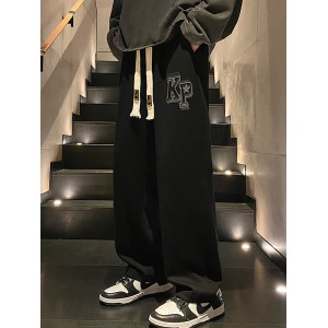 裤子 男款夏季运动裤 男士休闲长裤 男裤春秋款潮牌 宽松阔腿直筒垂感