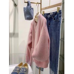2023年春装新款设计感 小众小香风小个子绿色毛衣开衫 针织外套女装
