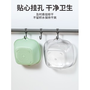 双层洗菜盆 沥水篮 八件套厨房客厅家用洗水果盘 简约塑料淘菜菜篮子