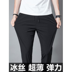 九分裤 男夏季冰丝运动男裤 春秋薄款速干直筒长裤 宽松大码休闲裤子