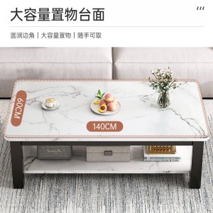 茶几 客厅简约小户型双层钢化玻璃茶桌 意式极简岩板色小桌子