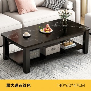 茶几 客厅简约小户型双层钢化玻璃茶桌 意式极简岩板色小桌子