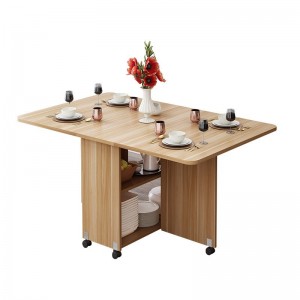 Wooden folding dining table for small household use, rectangular, simple, easy to retract, and movable dining table