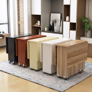 Wooden folding dining table for small household use, rectangular, simple, easy to retract, and movable dining table