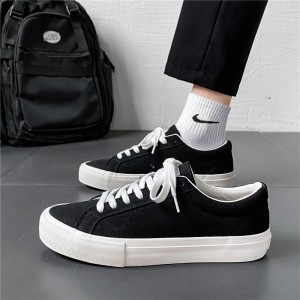 黑色帆布男鞋 夏季2023新款潮流百搭 春秋休闲板鞋 男士布鞋运动潮鞋