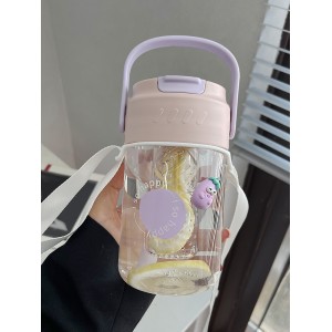 水杯 女生高颜值便携式咖啡吸管杯 夏季2022新款带茶隔学生塑料杯子