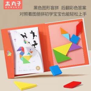 木制磁力七巧板智力拼图益智儿童教具小学生3-6岁木质积木玩具