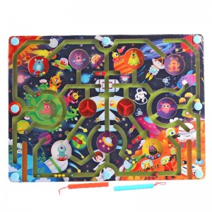 Wooden Magnetic Maze Space Ocean Puzzle Children's Toy Intelligence Maze